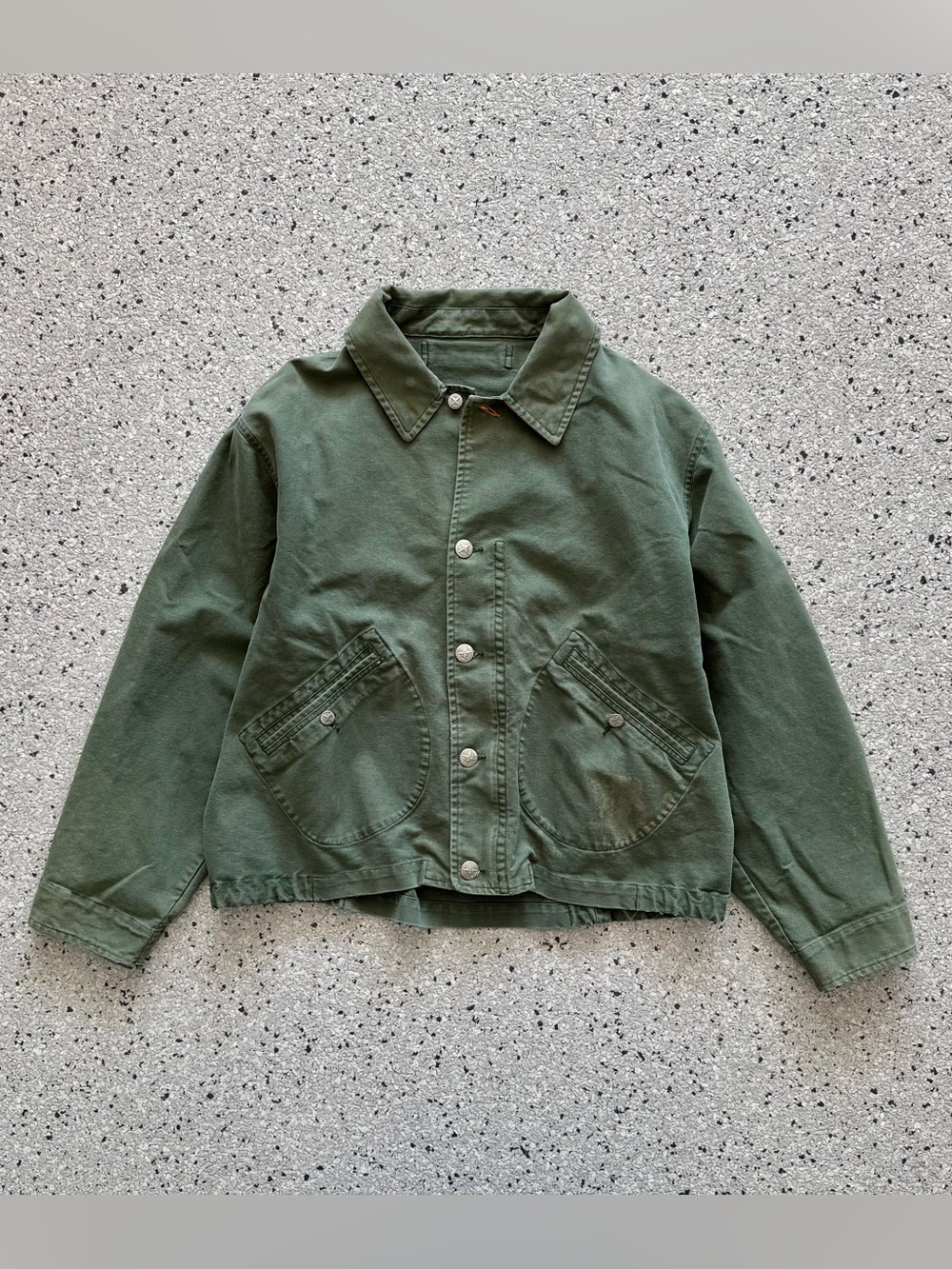 Vintage Nautica Canvas Chore Jacket Green Orange Overcoat Button & Zip-up Large
